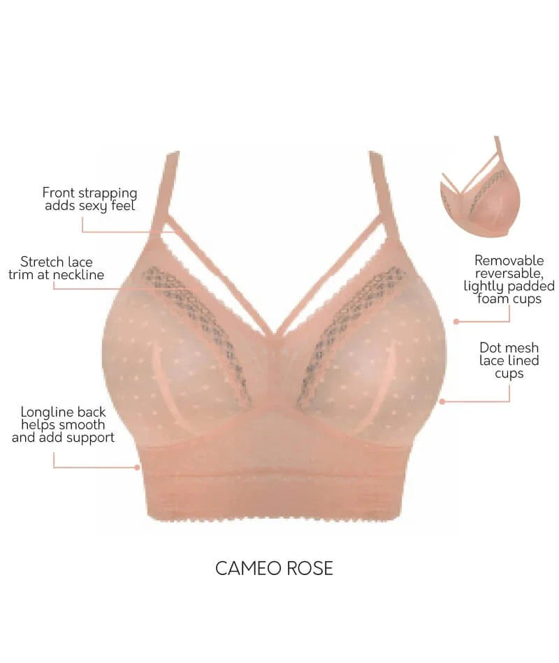 Parfait Mia Dot Wirefree Longline Padded Lace Bralette - Cameo Rose 7 Parfait Mia Dot Wirefree Longline Padded Lace Bralette - Cameo Rose - Image 5