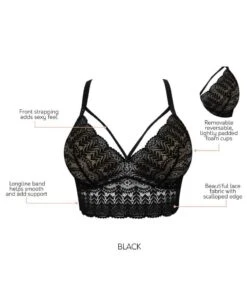 Parfait Mia Wirefree Longline Padded Lace Bralette - Black -BRASTOGO Sales parfait mia wire free longline padded lace bralette black1