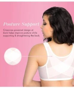Exquisite Form Fully Front Close Wirefree Posture Bra With Lace - White -BRASTOGO Sales products exquisite 5100565 front opening non underwired nylon posture bra white 1