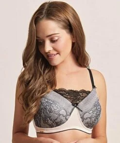 Royce Luella Printed Lace Support Bra - Black/Pink