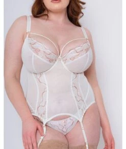 Scantilly Fascinate Plunge Basque - White -BRASTOGO Sales scantilly fascinate plunge basque white 4