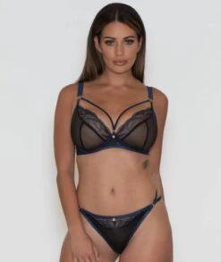 Scantilly Submission Plunge Bra - Black/Blue -BRASTOGO Sales scantilly submission plunge bra black blue 2