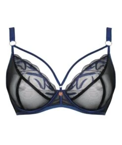 Scantilly Submission Plunge Bra - Black/Blue -BRASTOGO Sales scantilly submission plunge bra black blue 9