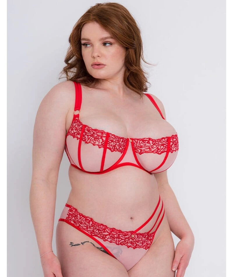 Scantilly Tantric Balcony Bra - Pink/Red 5 Scantilly Tantric Balcony Bra - Pink/Red - Image 3