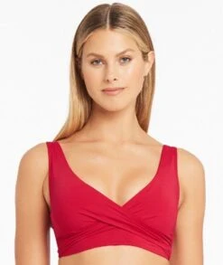 Sea Level Eco Essentials Cross Front Bikini Top - Red