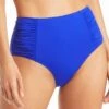 Sea Level Eco Essentials Gathered Side High Waist Bikini Brief - Cobalt -BRASTOGO Sales sea level eco essentials gathered side high waist bikini brief cobalt 3