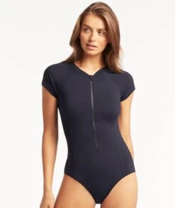Sea Level Eco Essentials Short Sleeve B-DD Cup One Piece Swimsuit - Night Sky Navy 8 Sea Level Eco Essentials Short Sleeve B-DD Cup One Piece Swimsuit - Night Sky Navy -BRASTOGO Sales sea level eco essentials short sleeve a dd cup one piece swimsuit night sky navy