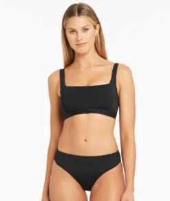 Sea Level Eco Essentials Square Neck Bikini Top - Black -BRASTOGO Sales sea level eco essentials square neck bikini top black 4