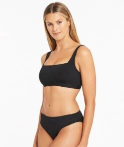 Sea Level Eco Essentials Square Neck Bikini Top - Black -BRASTOGO Sales sea level eco essentials square neck bikini top black 5