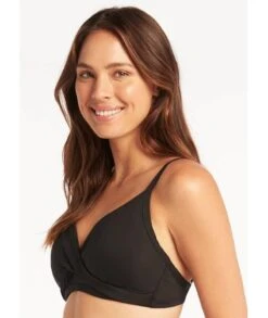 Sea Level Eco Essentials Twist Front DD-E Cup Bikini Top - Black 10 Sea Level Eco Essentials Twist Front DD-E Cup Bikini Top - Black -BRASTOGO Sales sea level eco essentials twist front dd e cup bikini top black 4