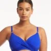 Sea Level Eco Essentials Twist Front DD-E Cup Bikini Top - Cobalt -BRASTOGO Sales sea level eco essentials twist front dd e cup bikini top cobalt 4