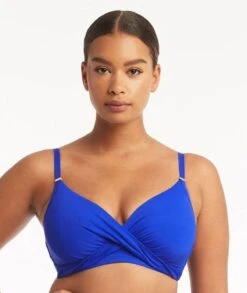 Sea Level Eco Essentials Twist Front DD-E Cup Bikini Top - Cobalt