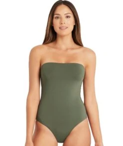Sea Level Eco Essentials Bandeau One Piece Swimsuit - Khaki -BRASTOGO Sales sea level essentials bandeau one piece swimsuit khaki