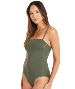 Sea Level Eco Essentials Bandeau One Piece Swimsuit - Khaki -BRASTOGO Sales sea level essentials bandeau one piece swimsuit khaki 2