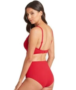 Sea Level Essentials Cross Front B-DD Cup Bikini Top - Red -BRASTOGO Sales sea level essentials cross front b dd cup bikini top red