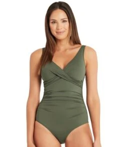 Sea Level Eco Essentials Cross Front B-DD Cup One Piece Swimsuit - Khaki