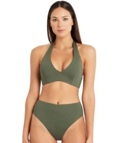 Sea Level Eco Essentials D-DD Cup Halter Bikini Top - Khaki -BRASTOGO Sales sea level essentials d dd cup halter bikini top khaki 4