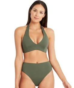 Sea Level Eco Essentials D-DD Cup Halter Bikini Top - Khaki -BRASTOGO Sales sea level essentials d dd cup halter bikini top khaki 6