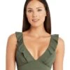 Sea Level Eco Essentials Frill Bikini Top - Khaki -BRASTOGO Sales sea level essentials frill bikini top khaki 1