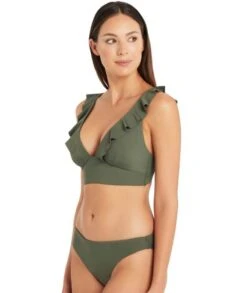 Sea Level Eco Essentials Frill Bikini Top - Khaki -BRASTOGO Sales sea level essentials frill bikini top khaki 6