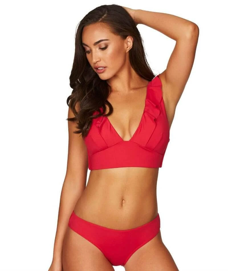 Sea Level Essentials Frill Bikini Top - Red 6 Sea Level Essentials Frill Bikini Top - Red - Image 4