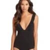 Sea Level Essentials Frill One Piece Swimsuit - Black -BRASTOGO Sales sea level essentials frill one piece swimsuit black 01