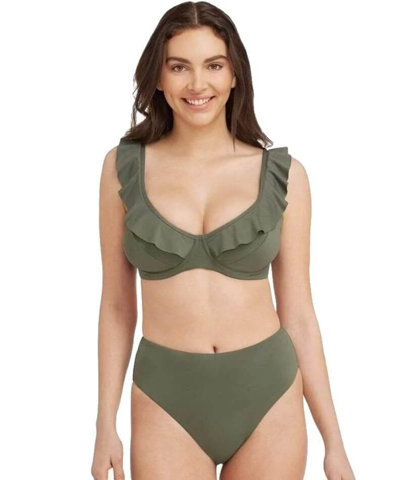 Sea Level Eco Essentials Frill F Cup Underwire Bikini Top - Khaki 6 Sea Level Eco Essentials Frill F Cup Underwire Bikini Top - Khaki - Image 4