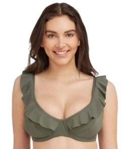 Sea Level Eco Essentials Frill F Cup Underwire Bikini Top - Khaki