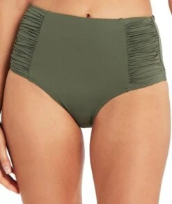 Sea Level Eco Essentials Gathered Side High Waist Brief - Khaki 12 Sea Level Eco Essentials Gathered Side High Waist Brief - Khaki -BRASTOGO Sales sea level essentials gathered side high waist brief khaki 5