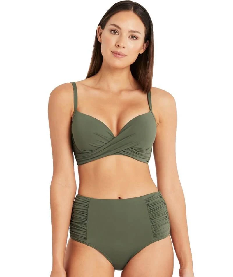 Sea Level Eco Essentials Gathered Side High Waist Brief - Khaki 7 Sea Level Eco Essentials Gathered Side High Waist Brief - Khaki - Image 5