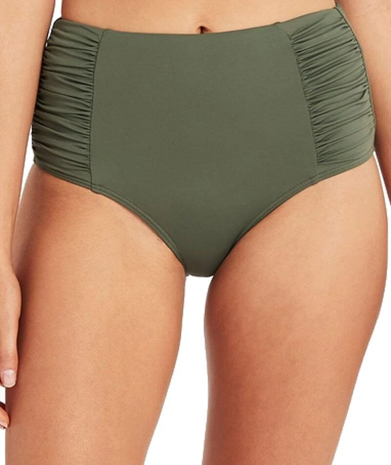 Sea Level Eco Essentials Gathered Side High Waist Brief - Khaki 3 Sea Level Eco Essentials Gathered Side High Waist Brief - Khaki