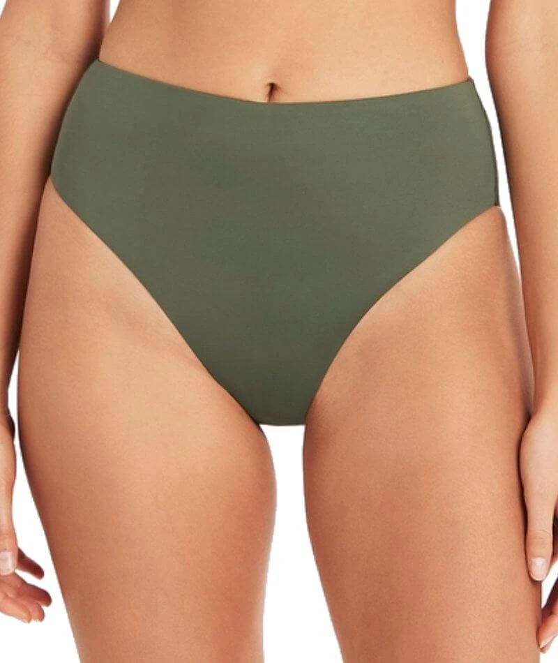 Sea Level Eco Essentials Retro High Waist Bikini Brief - Khaki 3 Sea Level Eco Essentials Retro High Waist Bikini Brief - Khaki