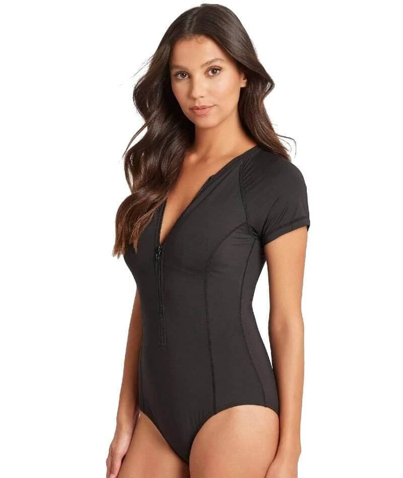 Sea Level Essentials Short Sleeve B-DD Cup One Piece Swimsuit - Black 5 Sea Level Essentials Short Sleeve B-DD Cup One Piece Swimsuit - Black - Image 3