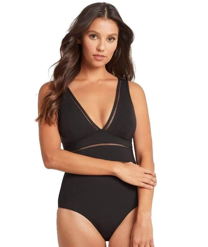 Sea Level Essentials Spliced B-DD Cup One Piece Swimsuit - Black 5 Sea Level Essentials Spliced B-DD Cup One Piece Swimsuit - Black - Image 3