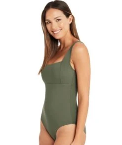 Sea Level Eco Essentials Square Neck One Piece Swimsuit - Khaki -BRASTOGO Sales sea level essentials square neck one piece swimsuit khaki 1