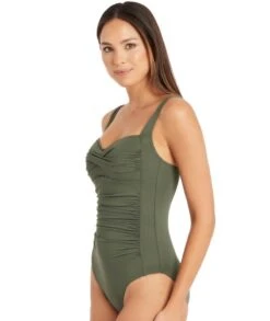Sea Level Eco Essentials Twist Front B-DD Cup One Piece Swimsuit - Khaki -BRASTOGO Sales sea level essentials twist front b dd cup one piece swimsuit khaki 1