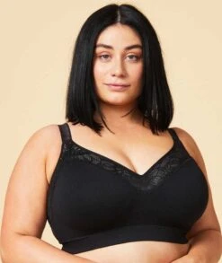 Sugar Candy Lux Fuller Bust Seamless F-HH Cup Wirefree Lounge Bra - Black