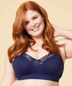Sugar Candy Lux Fuller Bust Seamless F-HH Cup Wirefree Lounge Bra - Navy