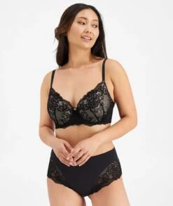 Temple Luxe By Berlei Lace Full Cup Contour Bra - Black/Nude -BRASTOGO Sales temple luxe by berlei lace full cup contour bra black 5