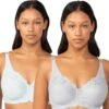 Triumph Embroidered Minimiser Bra 2 Pack - Green/Grey -BRASTOGO Sales triumph embroidered minimiser bra 2 pack green grey