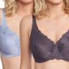 Triumph Embroidered Minimiser Bra 2 Pack - Ink Grey/Silver Shadow -BRASTOGO Sales triumph embroidered minimiser bra 2 pack ink grey silver shadow 01