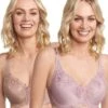 Triumph Embroidered Minimiser Bra 2 Pack - Lilac/Chocolate Mousse -BRASTOGO Sales triumph embroidered minimiser bra 2 pack lilac chocolate mousse 005530b4 5326 4f73 8859 321595df0679