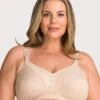 Triumph Lace Wirefree Maternity Bra - Nude -BRASTOGO Sales triumph lace maternity bra nude curvy 1